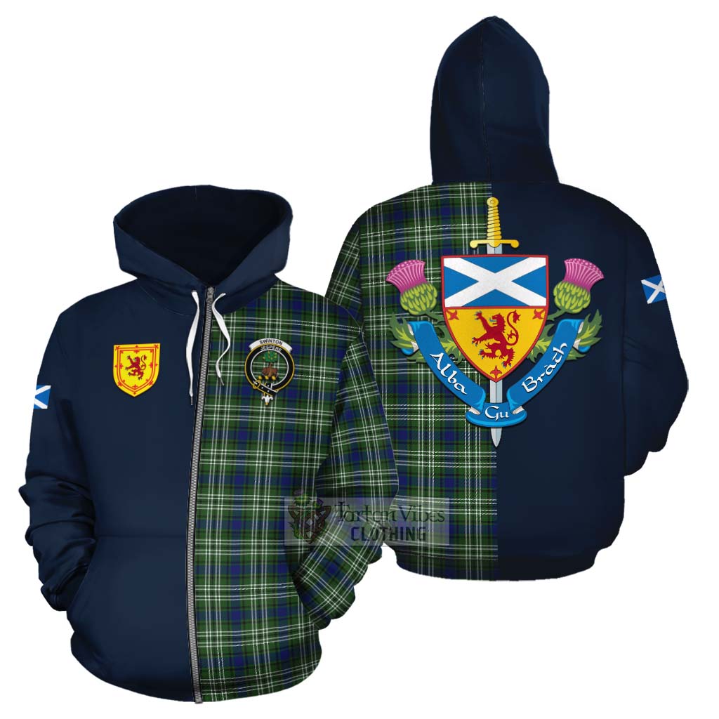 Swinton Tartan Cotton Hoodie Alba with Scottish Lion Royal Arm Half Style - Tartan Vibes Clothing