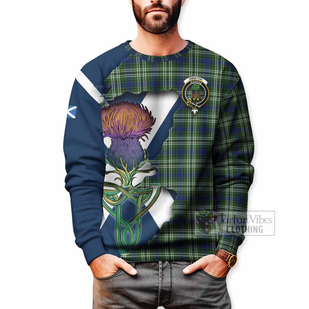 Tartan Vibes Clothing Swinton Tartan Family Crest Sweatshirt Scottish Thistle Celtic Inspired
