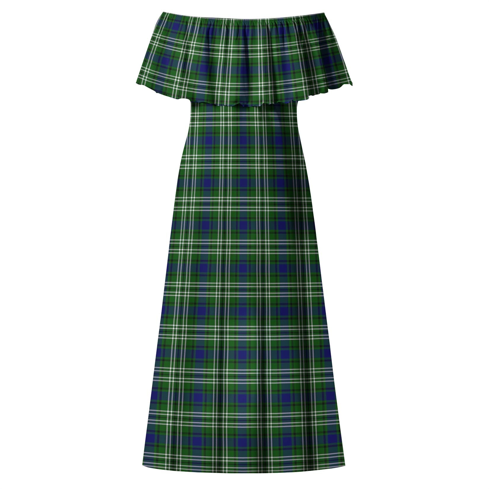 Swinton Tartan Off Shoulder Long Dress - Tartan Vibes Clothing