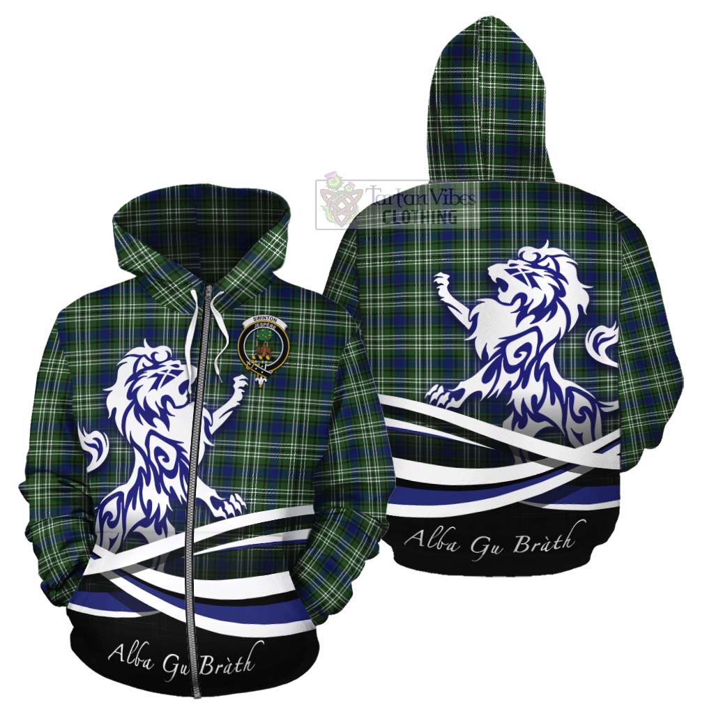 Swinton Tartan Cotton Hoodie with Alba Gu Brath Regal Lion Emblem - Tartan Vibes Clothing
