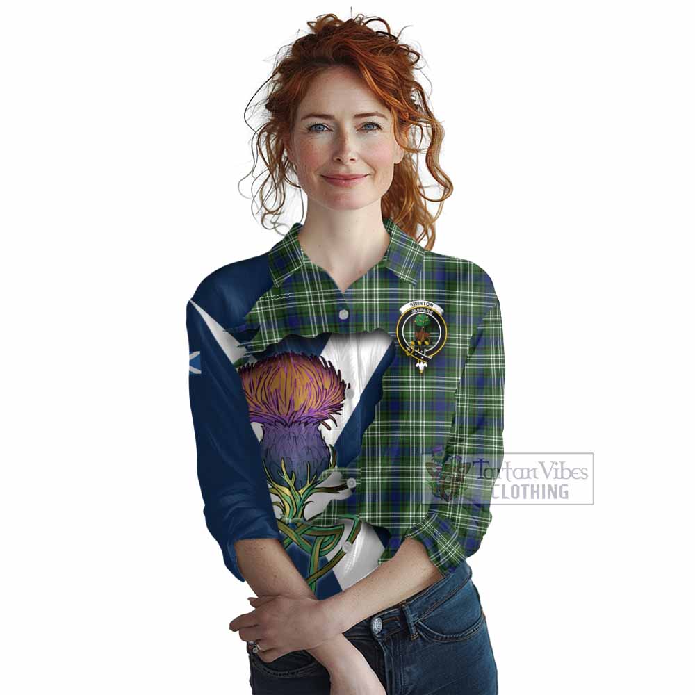 Tartan Vibes Clothing Swinton Tartan Family Crest Women's Casual Shirt Scottish Thistle Celtic Inspired