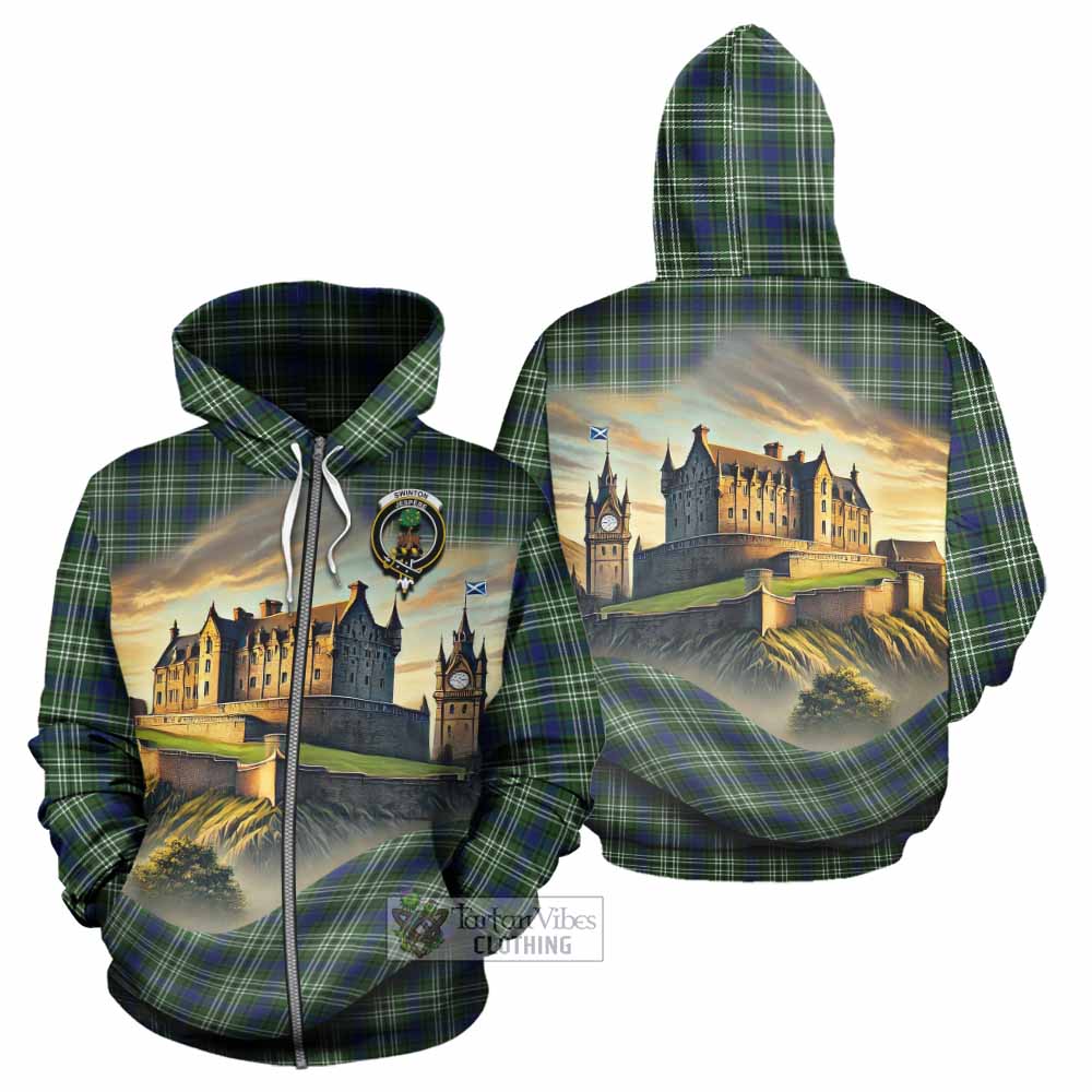 Swinton Tartan Family Crest Hoodie with Scottish Ancient Castle Style Zip Hoodie - Tartan Vibes Clothing