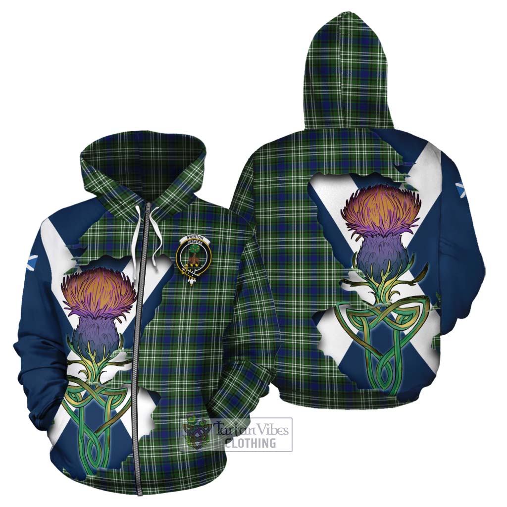 Tartan Vibes Clothing Swinton Tartan Family Crest Cotton Hoodie Scottish Thistle Celtic Inspired