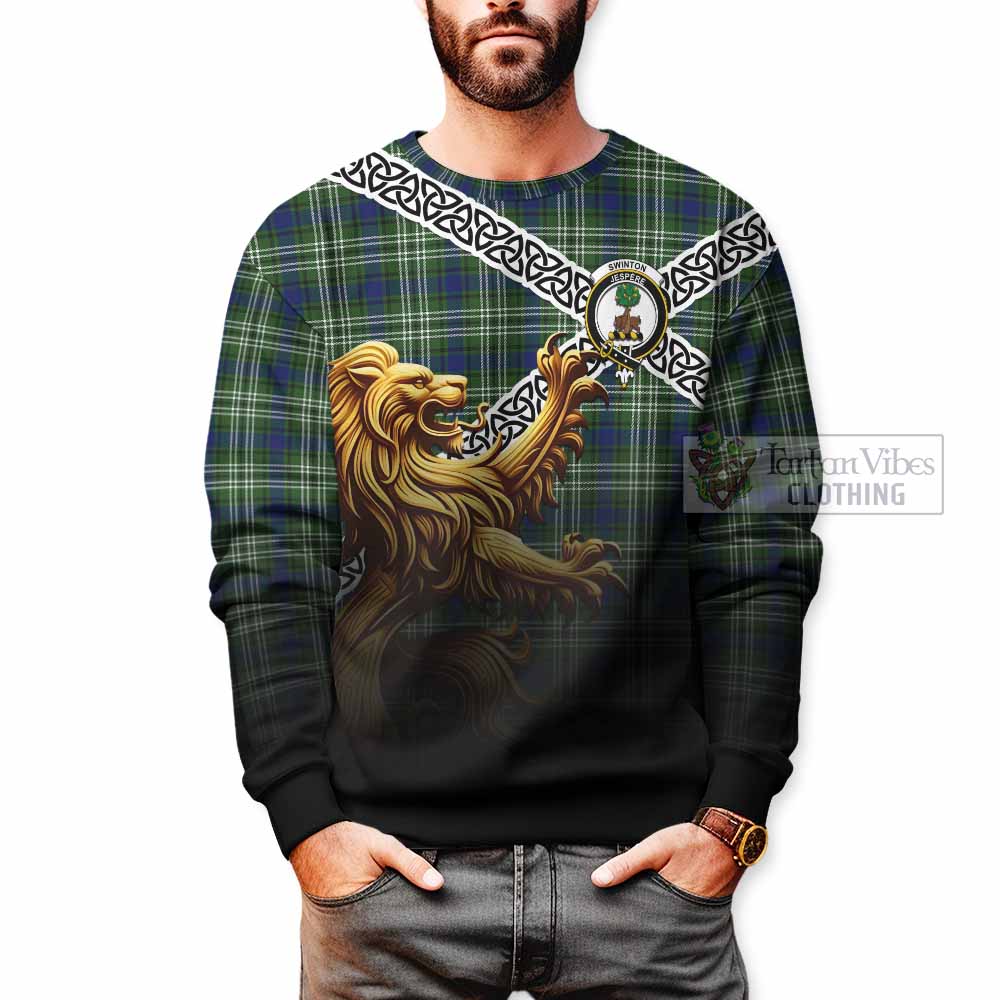 Swinton Crest Tartan Sweatshirt with Golden Lion Emblem Celtic Style - Tartan Vibes Clothing