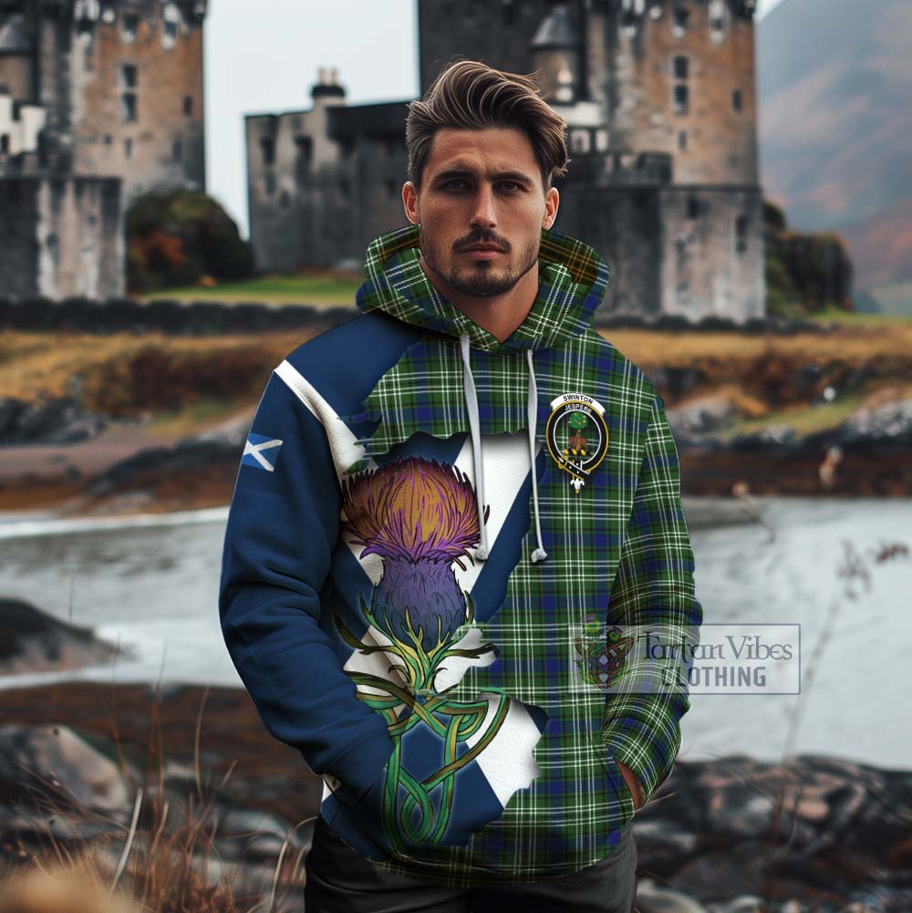 Tartan Vibes Clothing Swinton Tartan Family Crest Cotton Hoodie Scottish Thistle Celtic Inspired