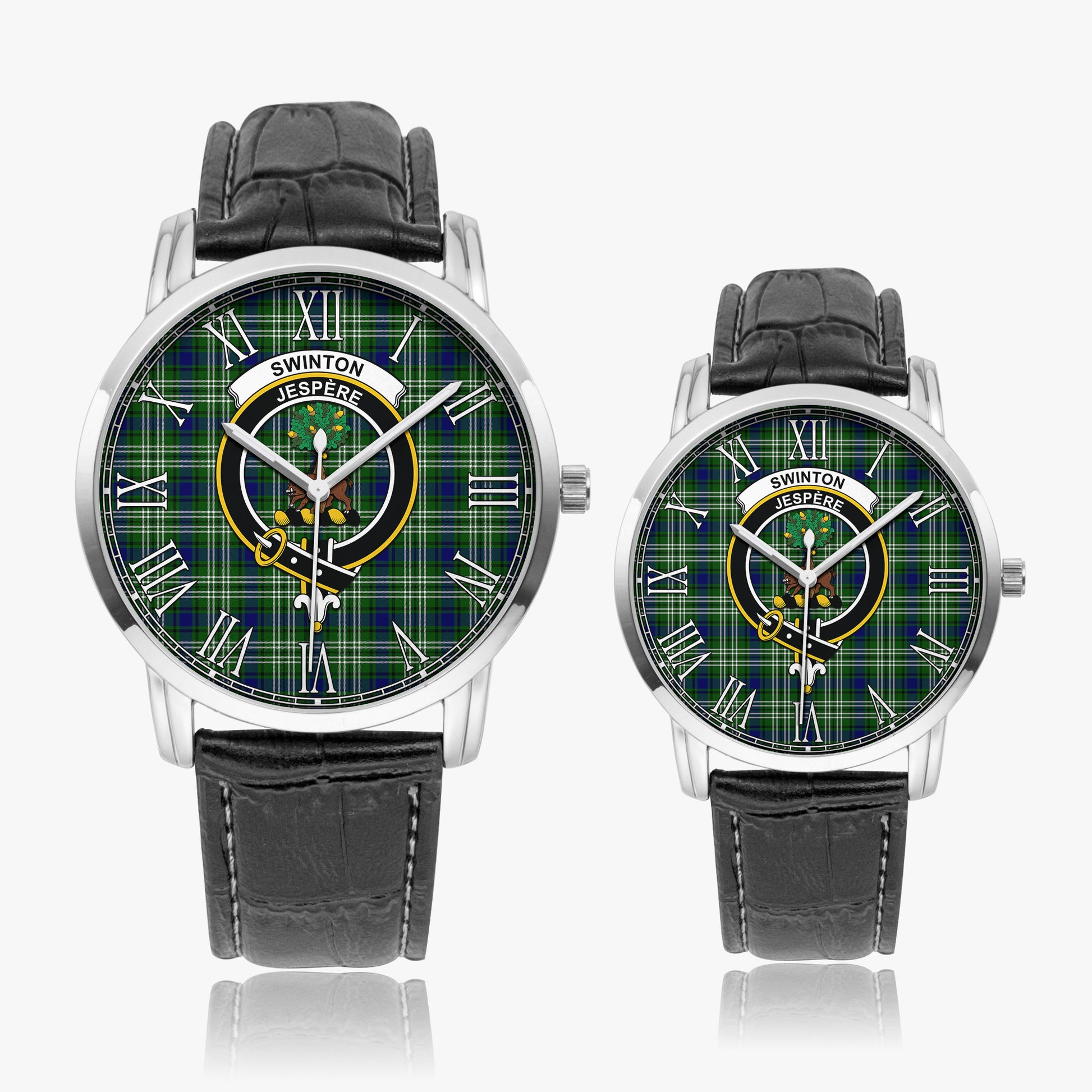 Swinton Tartan Family Crest Leather Strap Quartz Watch - Tartan Vibes Clothing