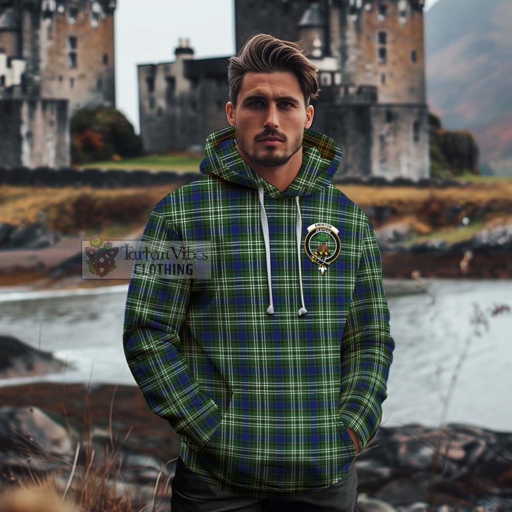 Swinton Tartan Cotton Hoodie with Family Crest Celtic Skull Style - Tartan Vibes Clothing