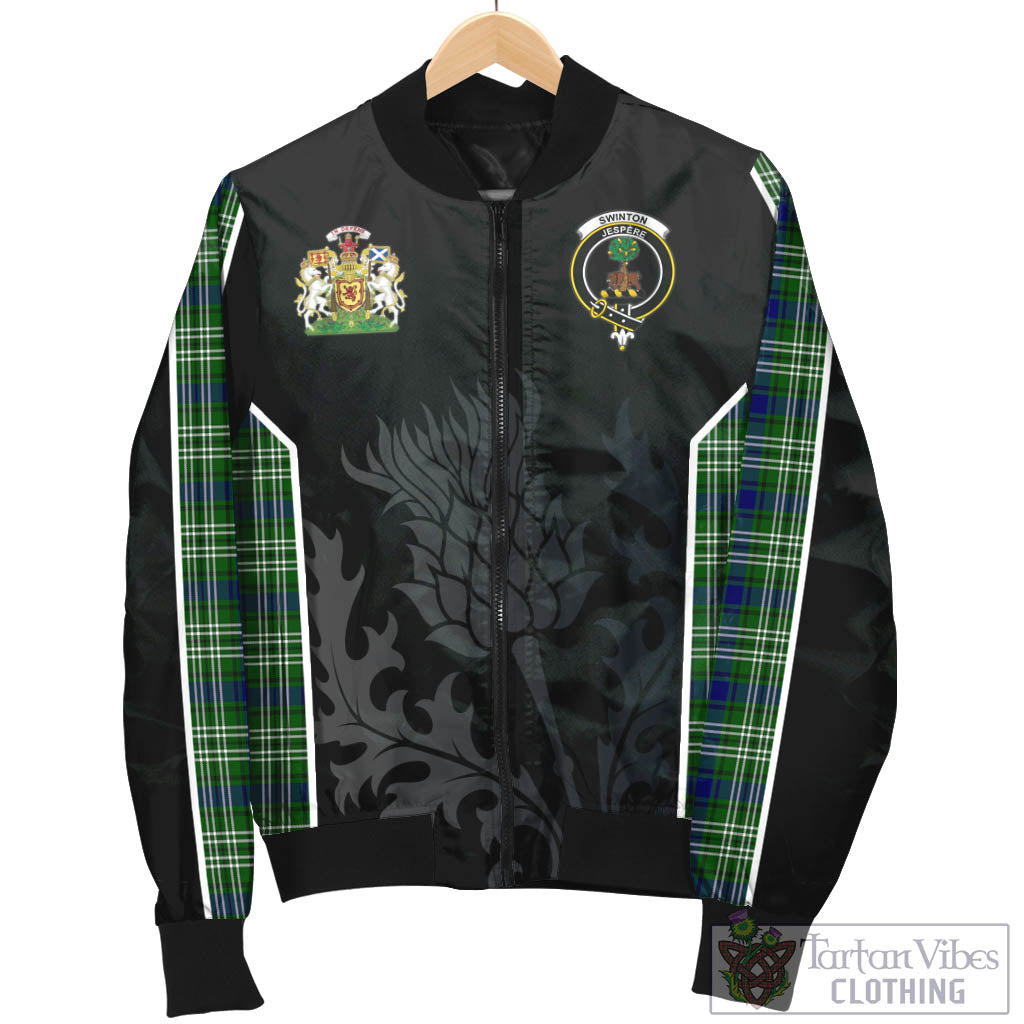 Swinton Tartan Bomber Jacket with Family Crest and Scottish Thistle Vibes Sport Style - Tartan Vibes Clothing