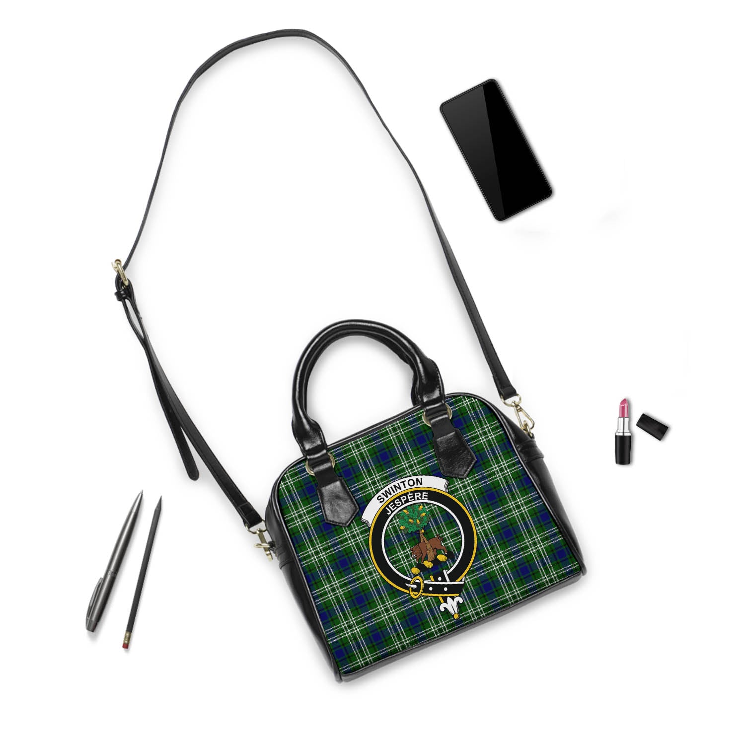 Swinton Tartan Shoulder Handbags with Family Crest - Tartanvibesclothing
