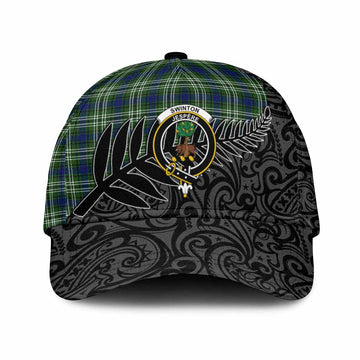 Swinton Crest Tartan Classic Cap with New Zealand Silver Fern Half Style