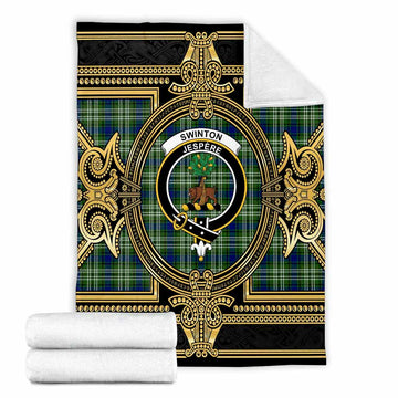 Swinton Scottish Tartan Crest Blanket Royal Stylized