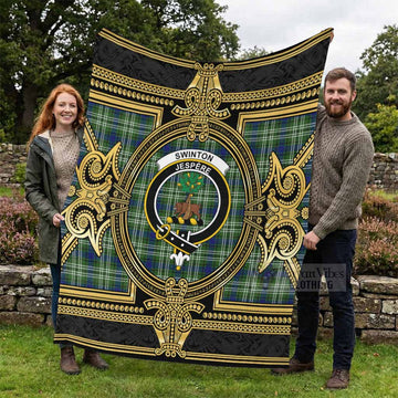 Swinton Scottish Tartan Crest Blanket Royal Stylized