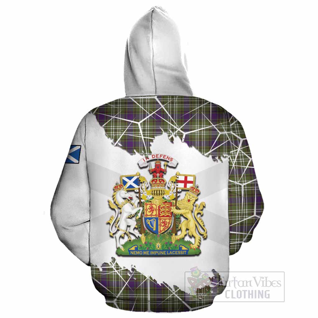 Swinton Tartan Cotton Hoodie with Family Crest and Lion Rampant Grunge Style