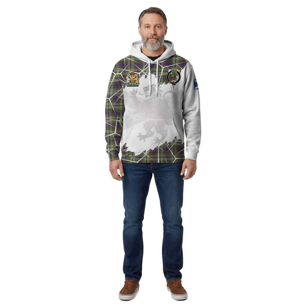 Swinton Tartan Cotton Hoodie with Family Crest and Lion Rampant Grunge Style