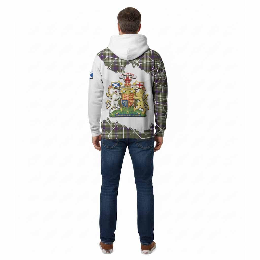 Swinton Tartan Cotton Hoodie with Family Crest and Lion Rampant Grunge Style