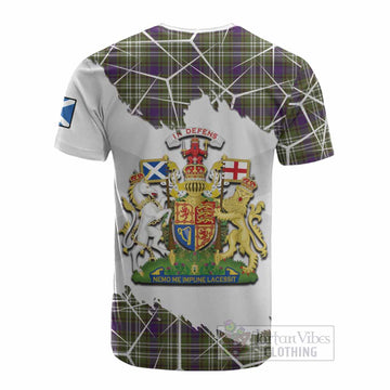 Swinton Tartan Cotton T-shirt with Family Crest and Lion Rampant Grunge Style