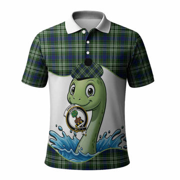 Swinton Tartan Crest Cute Nessie Polo Shirt Scottish Loch Ness Monster