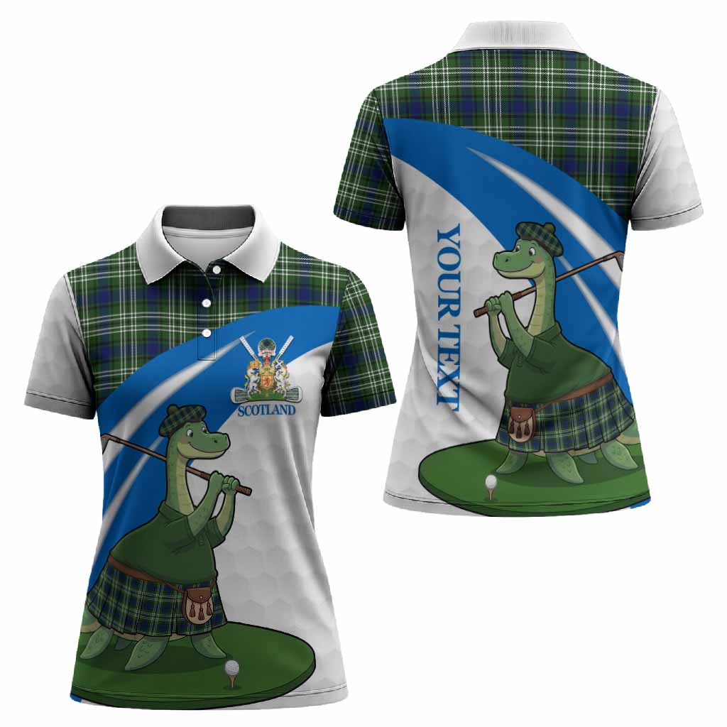 Swinton Tartan Crest Golf Nessie Women Polo Shirt Loch Ness Monster Sporty Style