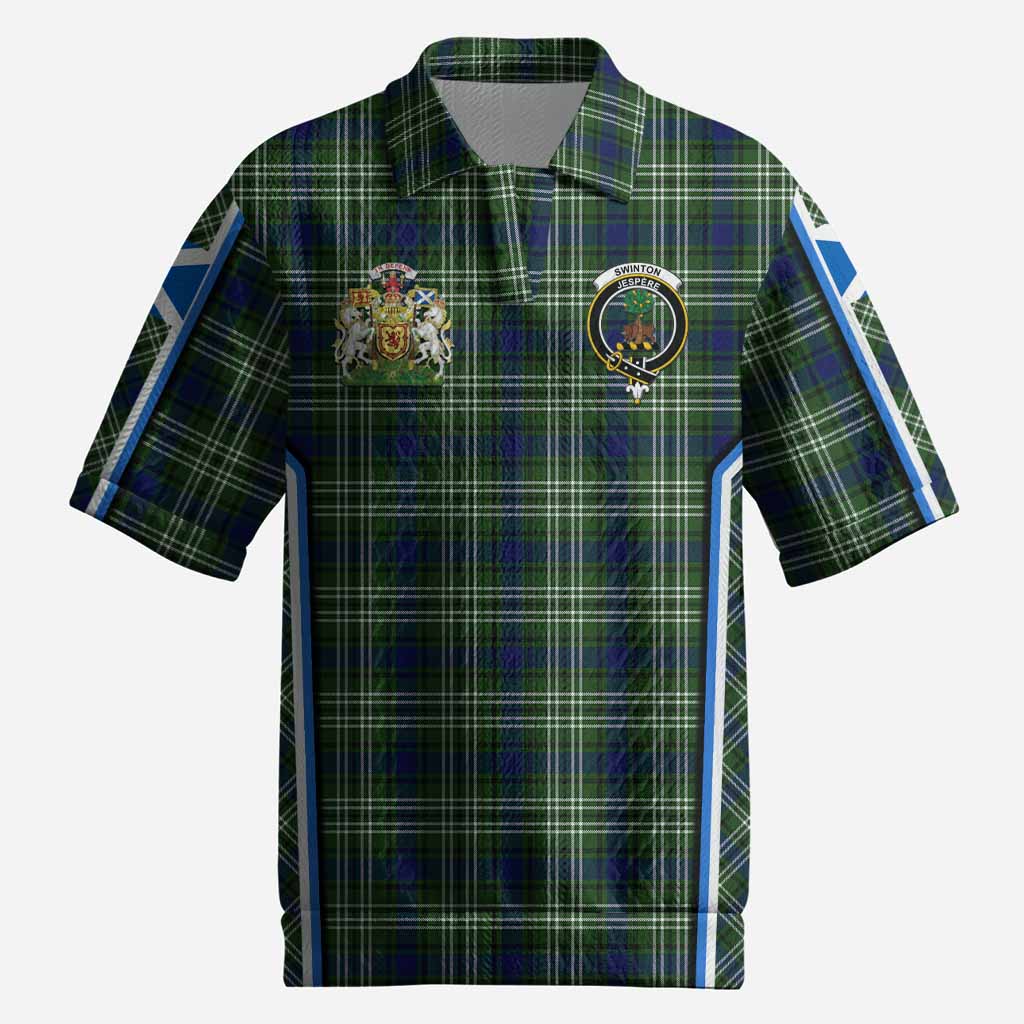 Swinton Tartan Crest Men’s Polo Sweater Top Scotland Coat of Arm Flag Style