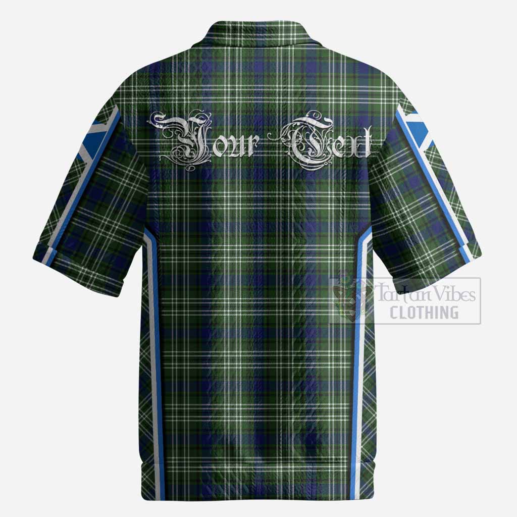 Swinton Tartan Crest Men’s Polo Sweater Top Scotland Coat of Arm Flag Style