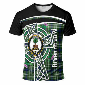 Swinton Tartan Crest T-Shirt Scottish Thistle Celtic Cross Alba Gu Brath