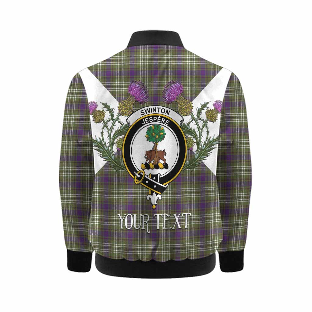 Swinton Tartan Family Crest Kid Bomber Jacket Scottish Burns Night Thistle Floral