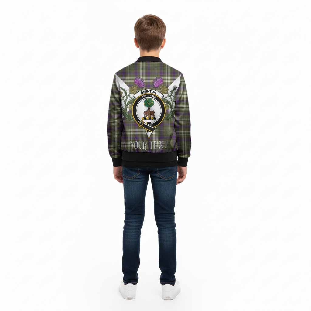 Swinton Tartan Family Crest Kid Bomber Jacket Scottish Burns Night Thistle Floral