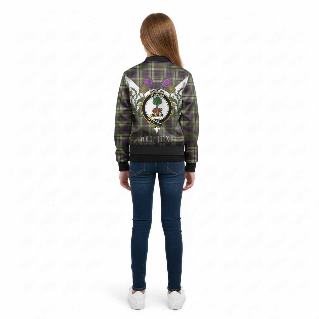 Swinton Tartan Family Crest Kid Bomber Jacket Scottish Burns Night Thistle Floral