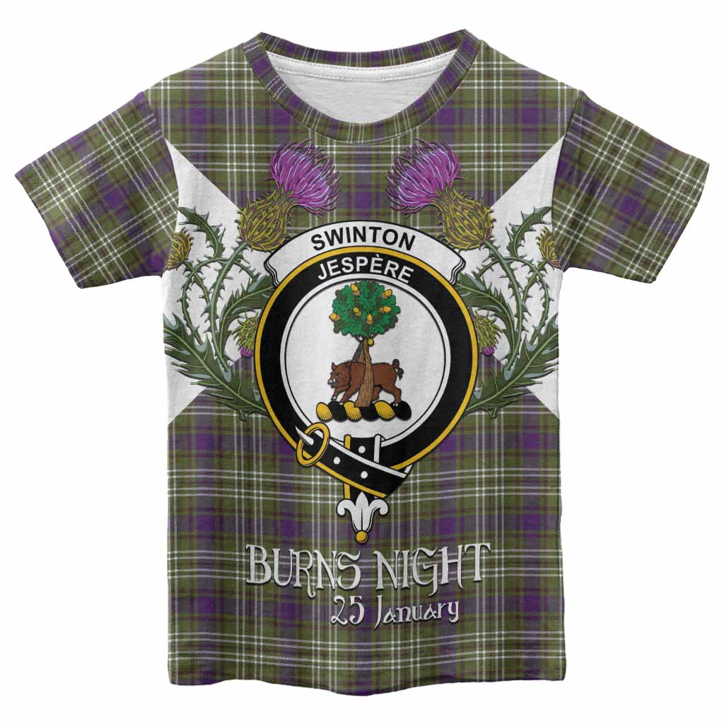 Swinton Tartan Family Crest Kid T-shirt Scottish Burns Night Thistle Floral