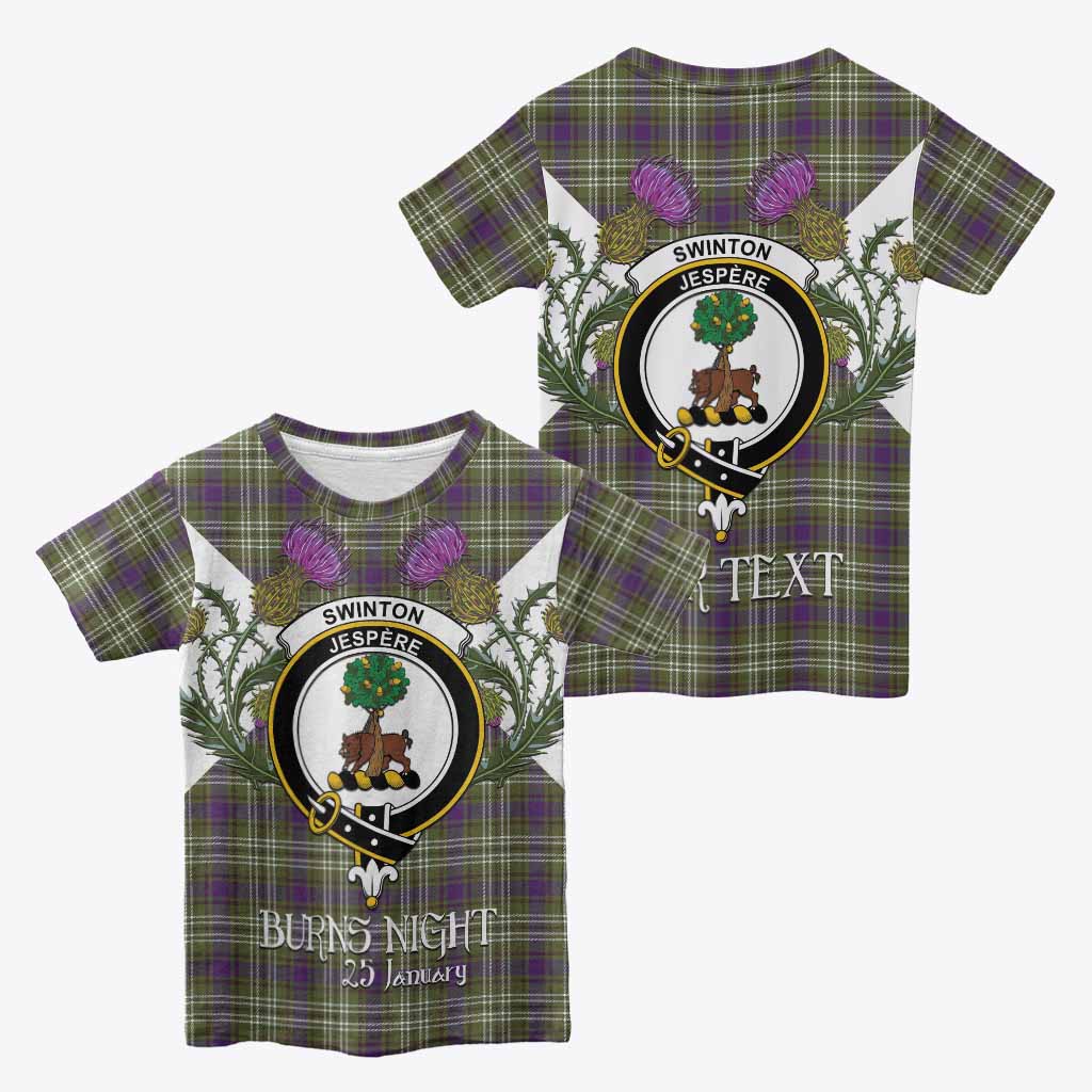 Swinton Tartan Family Crest Kid T-shirt Scottish Burns Night Thistle Floral