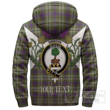 Swinton Tartan Family Crest Sherpa Hoodie Scottish Burns Night Thistle Floral