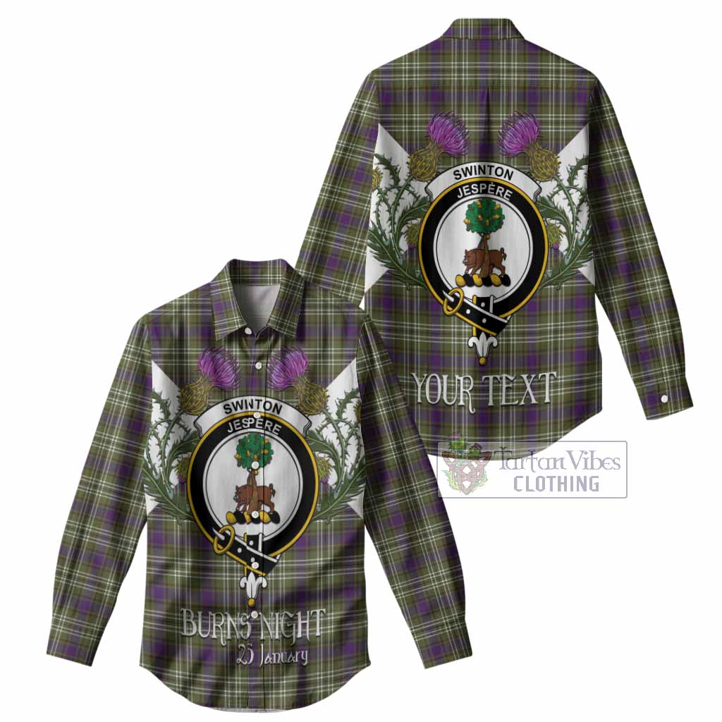 Swinton Tartan Family Crest Women Casual Shirt Scottish Burns Night Thistle Floral