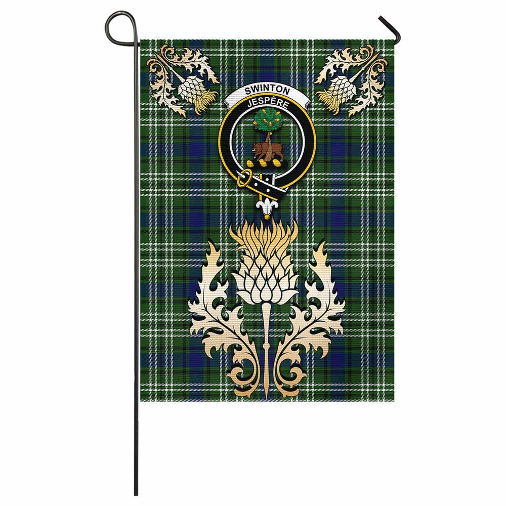 Swinton Tartan Garden Flag with Golden Regal Scottish Thistle Emblem - Tartan Vibes Clothing