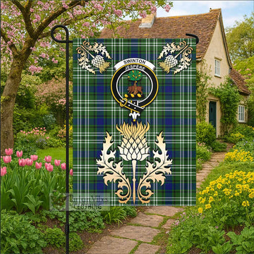 Swinton Tartan Garden Flag with Golden Regal Scottish Thistle Emblem - Tartan Vibes Clothing