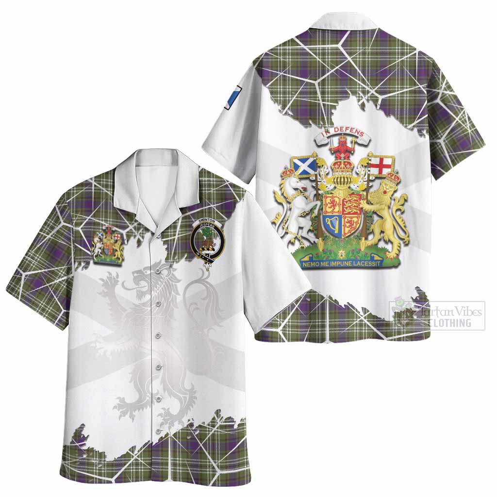 Swinton Tartan Hawaiian Shirt with Family Crest and Lion Rampant Grunge Style