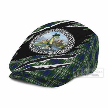 Swinton Tartan Loch Ness Monster Flat Cap, Jeff Cap Celtic Knot Nessie Art