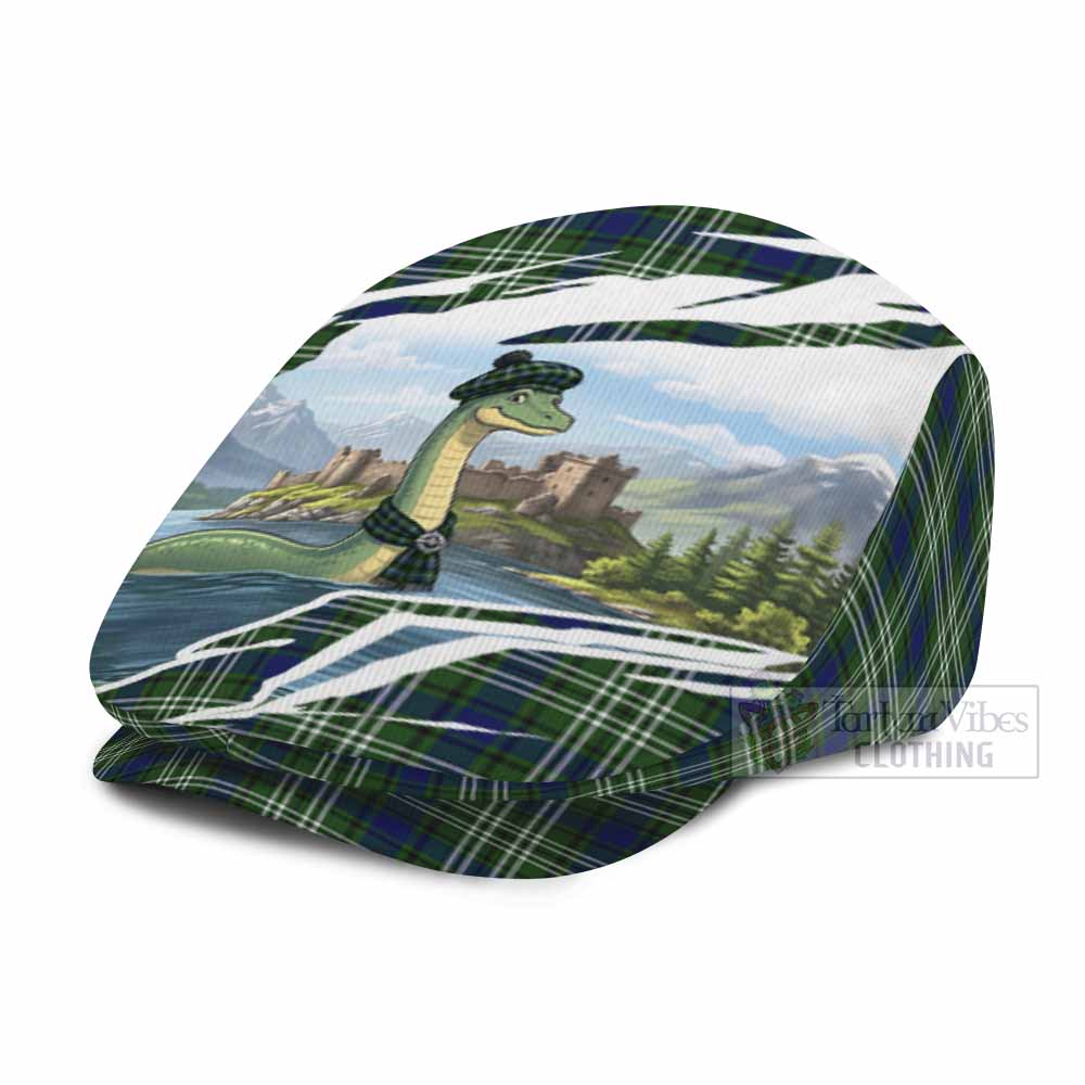 Swinton Tartan Loch Ness Monster Scottish Heritage Art Flat Cap, Jeff Cap