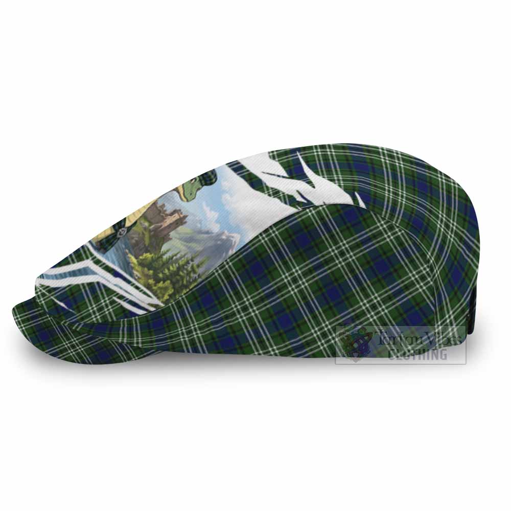 Swinton Tartan Loch Ness Monster Scottish Heritage Art Flat Cap, Jeff Cap
