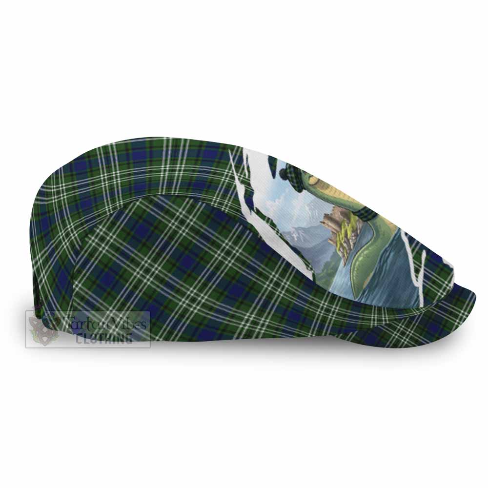 Swinton Tartan Loch Ness Monster Scottish Heritage Art Flat Cap, Jeff Cap