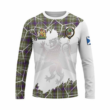 Swinton Tartan Long Sleeve T-Shirt with Family Crest and Lion Rampant Grunge Style