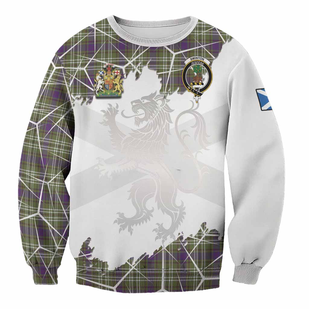 Swinton Tartan Sweatshirt with Family Crest and Lion Rampant Grunge Style