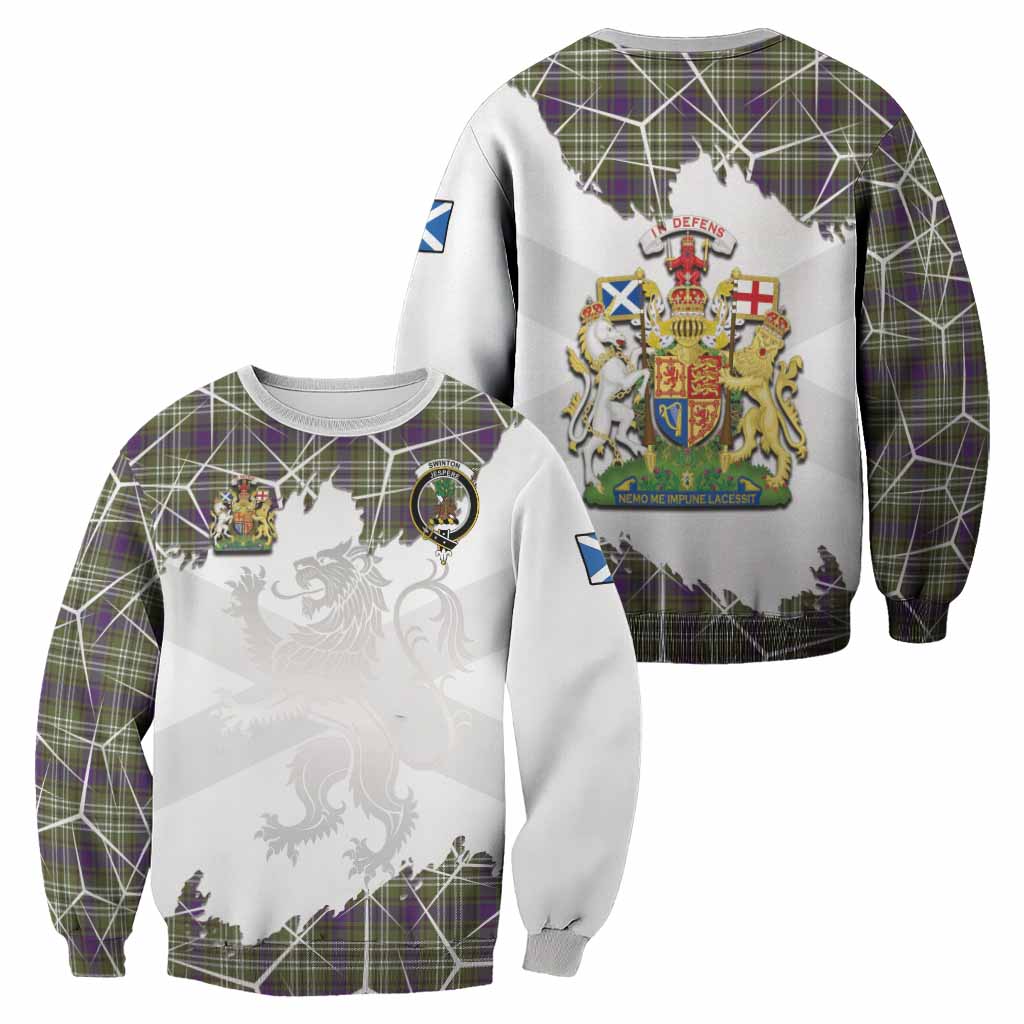 Swinton Tartan Sweatshirt with Family Crest and Lion Rampant Grunge Style