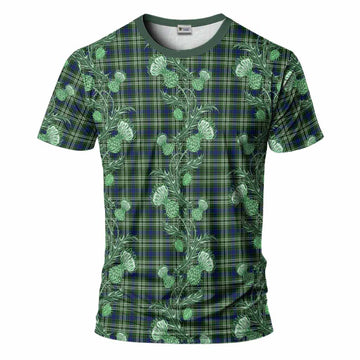 Swinton Tartan T-Shirt Seamless Scottish Thistle Flowers