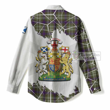 Swinton Tartan Women Casual Shirt with Family Crest and Lion Rampant Grunge Style