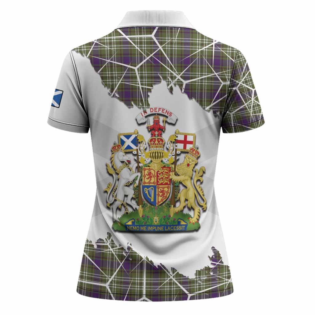 Swinton Tartan Women Polo Shirt with Family Crest and Lion Rampant Grunge Style
