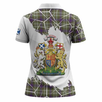 Swinton Tartan Women Polo Shirt with Family Crest and Lion Rampant Grunge Style