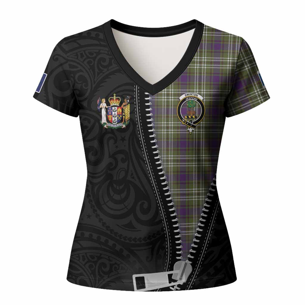 Swinton Tartan Women T shirt New Zealand Pattern Unique Zipper Stylized
