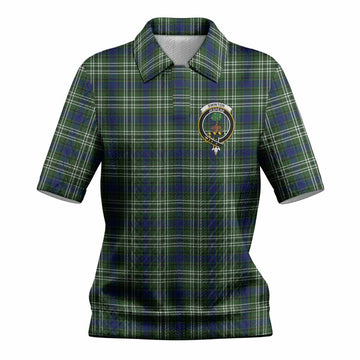 Swinton Tartan Women’s Polo Sweater Top with Family Crest