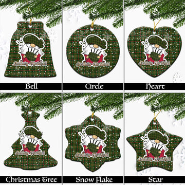 Symington Tartan Christmas Ceramic Ornaments with Scottish Gnome Playing Bagpipes Ceramic - Tartan Vibes Clothing