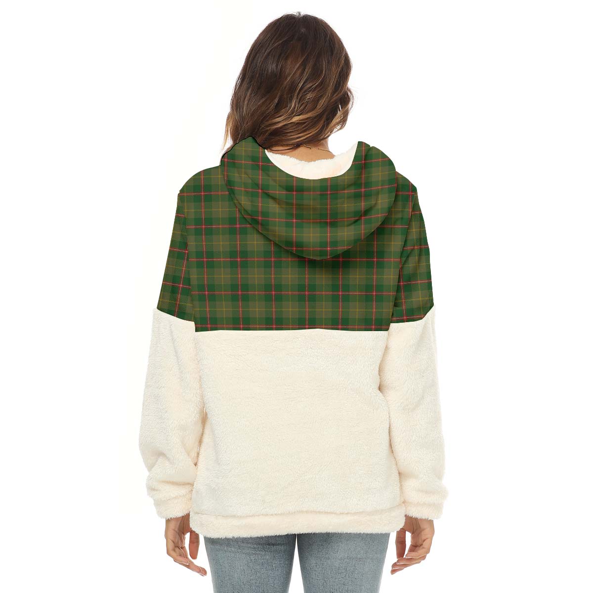 Symington Tartan Half Style Women's Borg Fleece Hoodie with Half Zip - Tartan Vibes Clothing